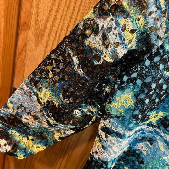 Notations Watercolor Crochet Lace Multicolor Top Women's Size XL - Picture 2 of 4